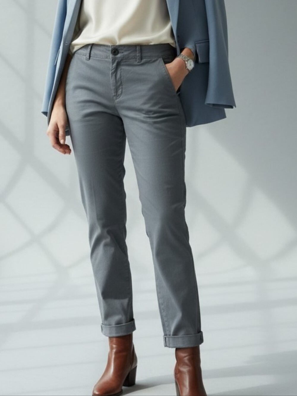 LOFT Straight-Leg Pants in Gray